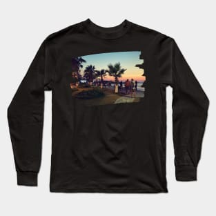 Beautiful photography of ocean waves and sunset sky landscape Aegean sea nature lovers Long Sleeve T-Shirt